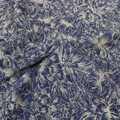 3 Metres Gold Foil Floral Stretch Mesh 55" wide Black - Pound A Metre
