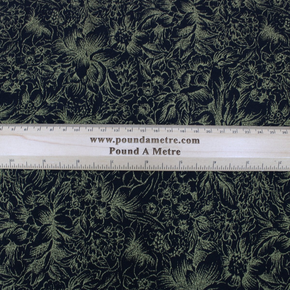 3 Metres Gold Foil Floral Stretch Mesh 55" wide Black - Pound A Metre