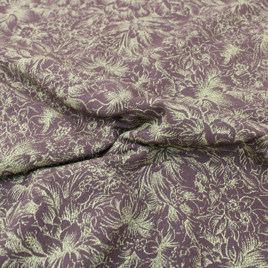 3 Metres Gold Foil Floral Stretch Mesh 55" wide Dark Maroon - Pound A Metre