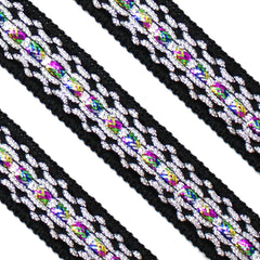 3 Metres Lace Trimming- 25mm Wide (Holographic Black) - Pound A Metre