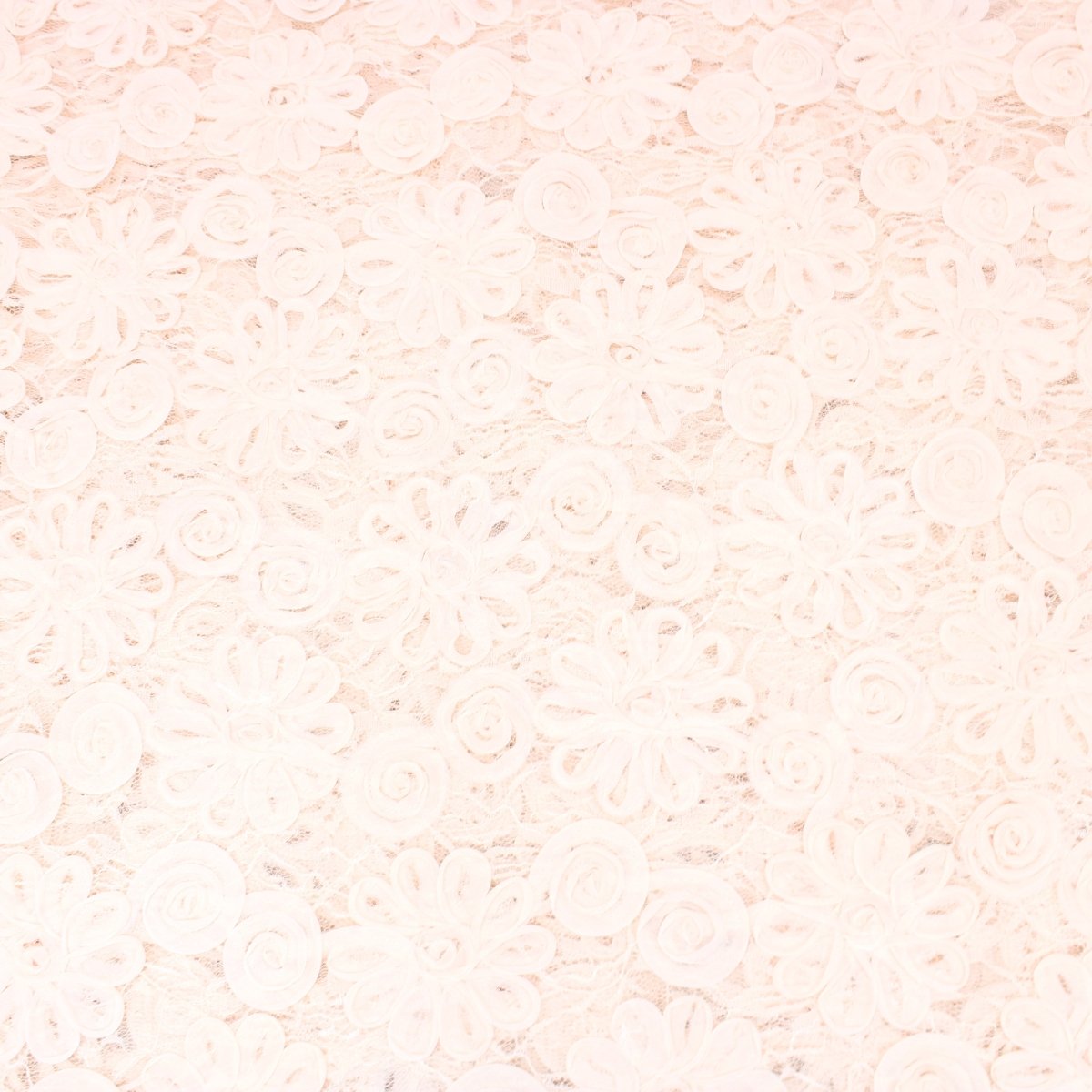 3 Metres Luxury 3D Detailed Flowers Lace Fabric - 55" Wide Light Pink - Pound A Metre