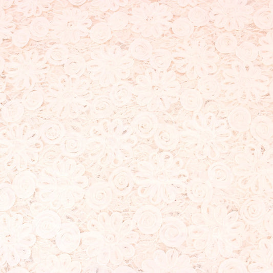 3 Metres Luxury 3D Detailed Flowers Lace Fabric - 55" Wide Light Pink - Pound A Metre