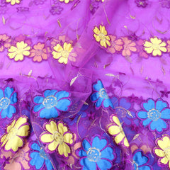3 Metres Luxury Detailed Bridal Lace Fabric - 55" Wide Berry Purple - Pound A Metre