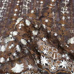 3 Metres Luxury Detailed Bridal Lace Fabric - 55" Wide Brown - Pound A Metre