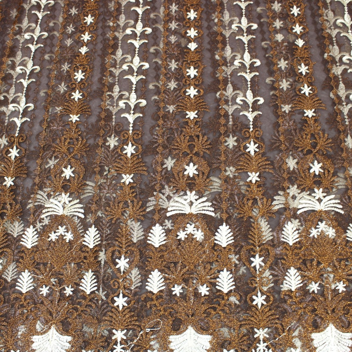 3 Metres Luxury Detailed Bridal Lace Fabric - 55" Wide Brown - Pound A Metre