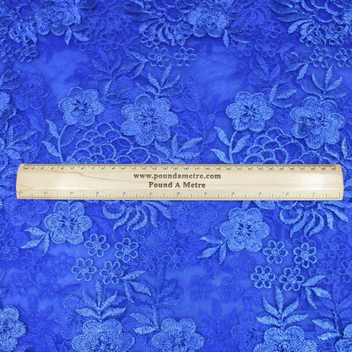 3 Metres Luxury Detailed Bridal Lace Fabric - 55" Wide Royal Blue - Pound A Metre