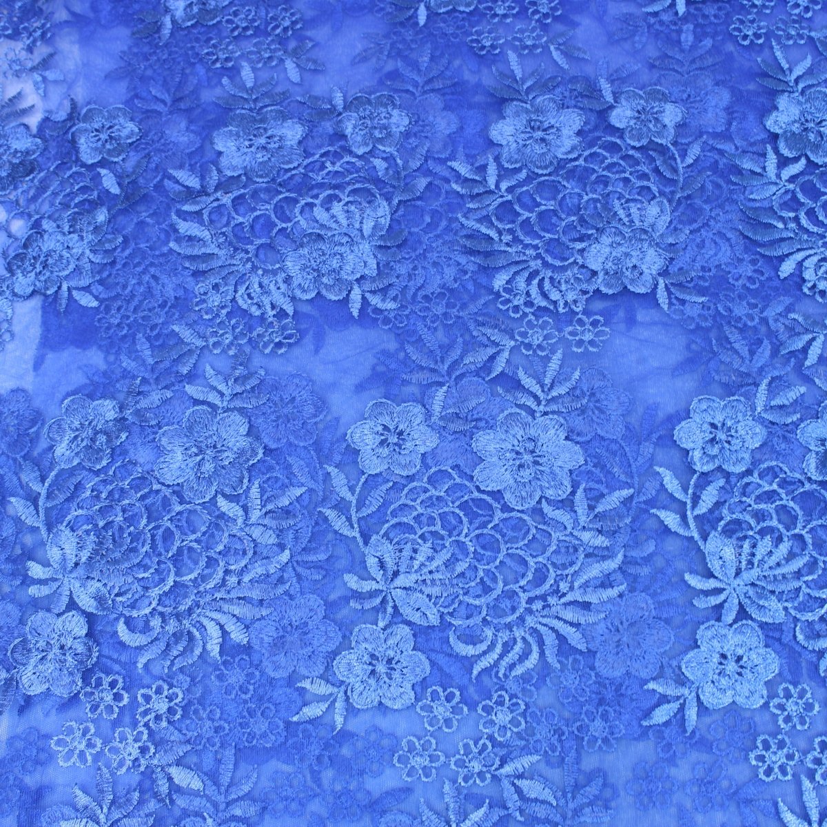 3 Metres Luxury Detailed Bridal Lace Fabric - 55" Wide Royal Blue - Pound A Metre