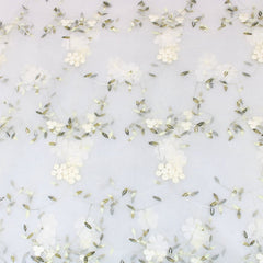 3 Metres Luxury Detailed Elegant Bridal Floral Lace Fabric - 55" Wide White - Pound A Metre