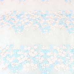 3 Metres Luxury Detailed Elegant Bridal Lace Fabric - 55" Wide Blue & Pink - Pound A Metre
