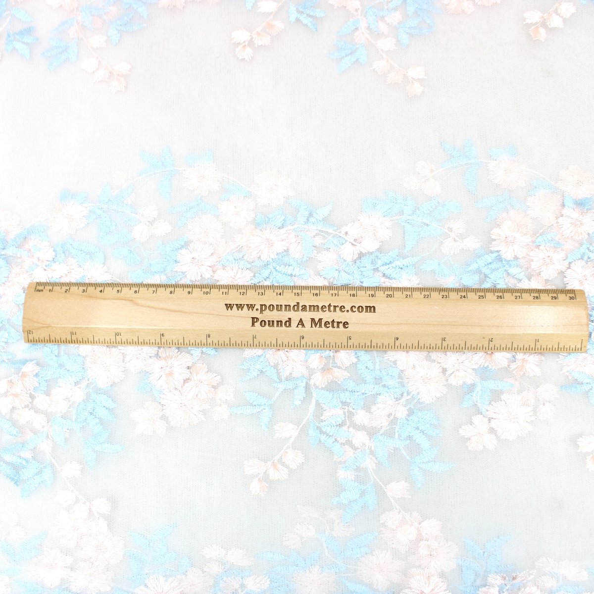 3 Metres Luxury Detailed Elegant Bridal Lace Fabric - 55" Wide Blue & Pink - Pound A Metre