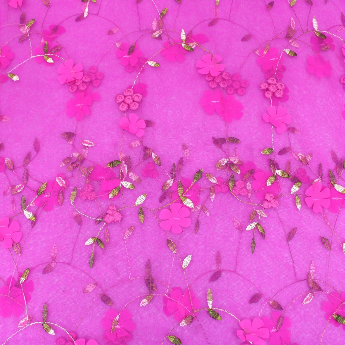 3 Metres Luxury Detailed Elegant Bridal Lace Fabric - 55" Wide Fuchsia Pink - Pound A Metre