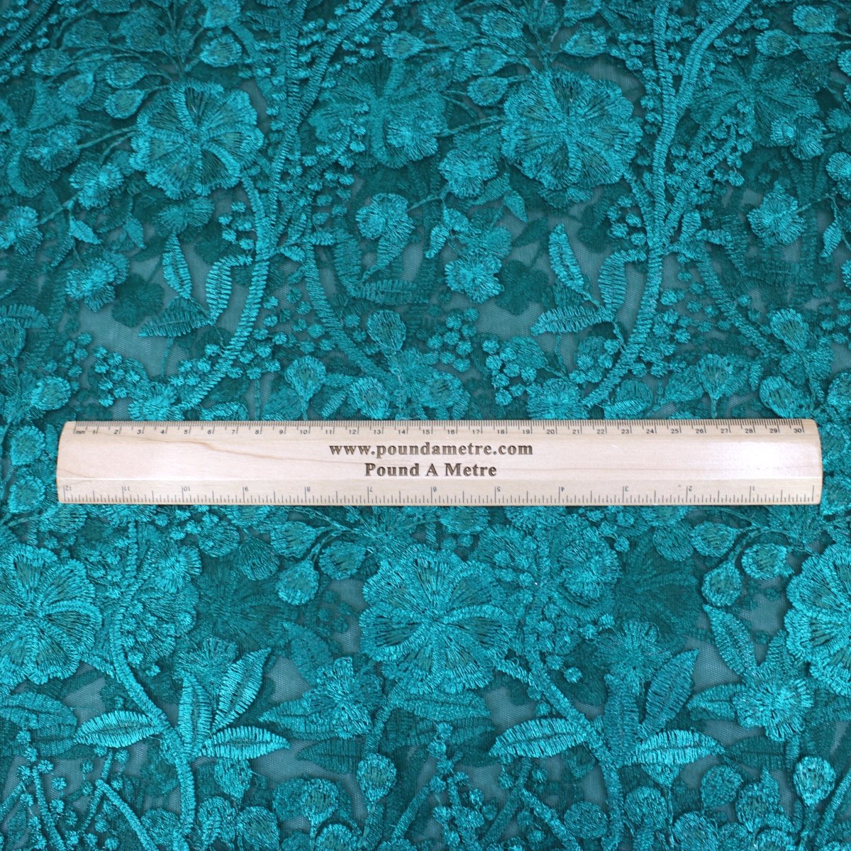 3 Metres Luxury Detailed Embroidered Bridal Lace Fabric - 55" Wide Emerald Green - Pound A Metre
