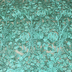 3 Metres Luxury Detailed Embroidered Bridal Lace Fabric - 55" Wide Emerald Green - Pound A Metre