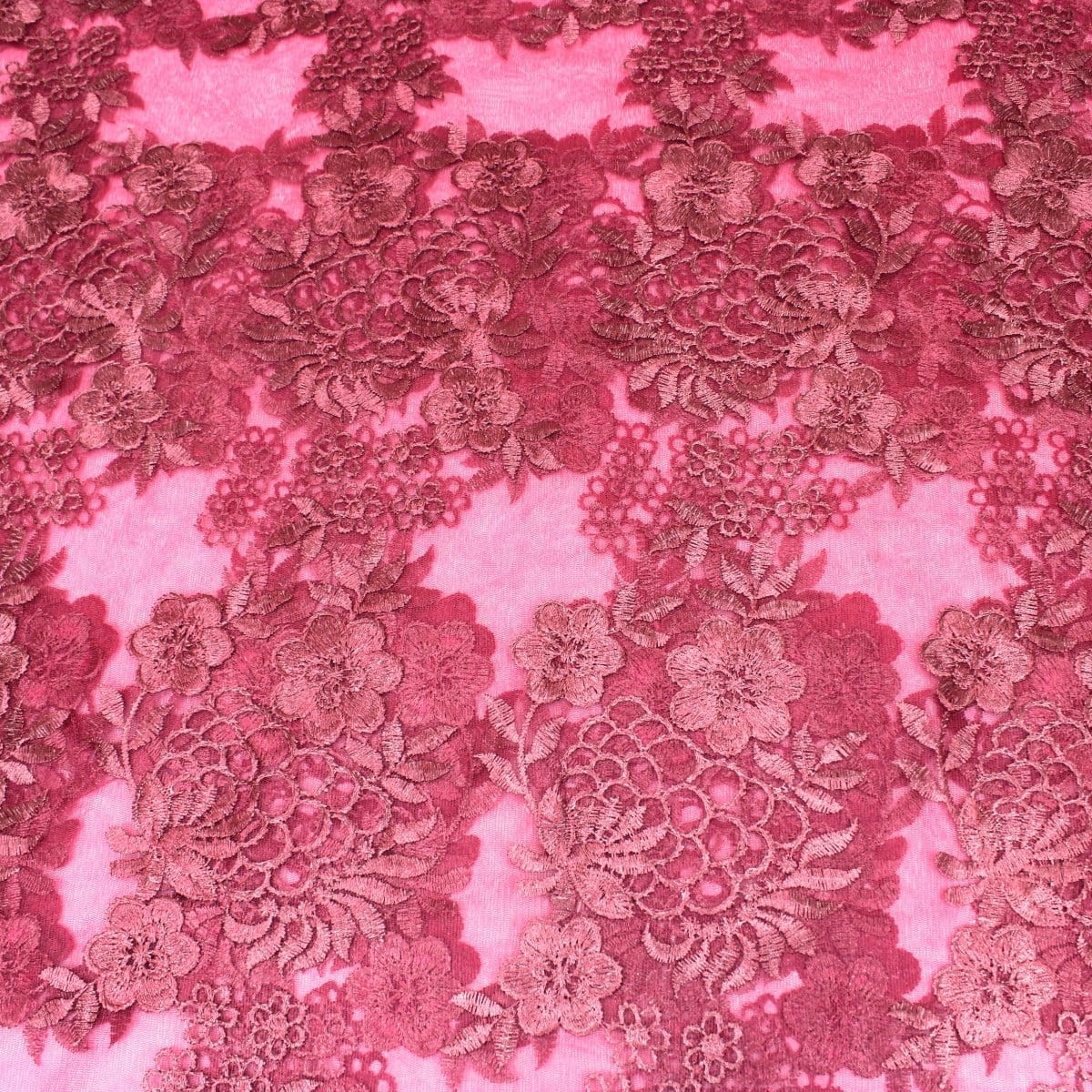 Pound A Metre 3 Metres 3 Metres Luxury Detailed Embroidered Bridal Lace Fabric - 55" Wide Maroon