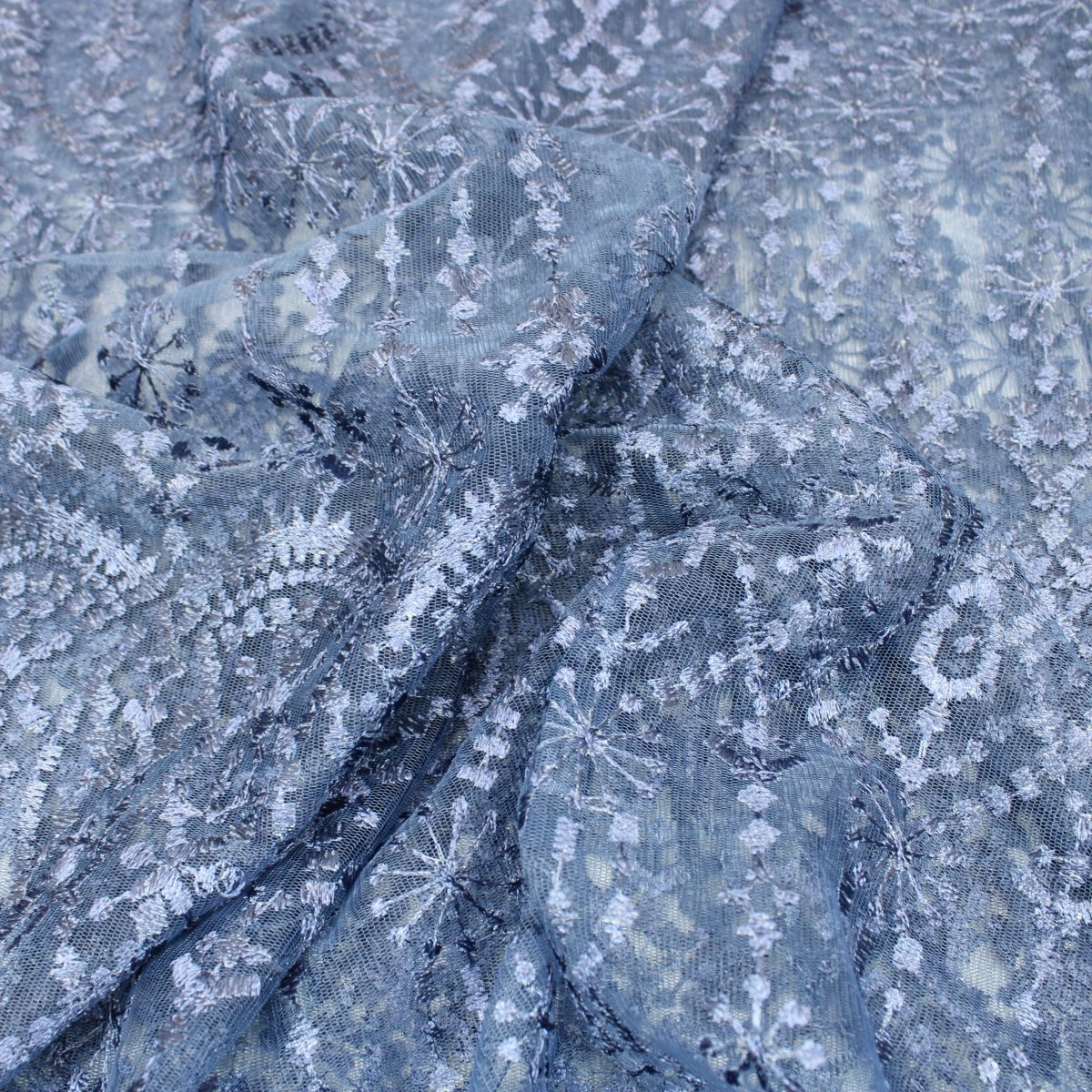 3 Metres Luxury Detailed Embroidered Bridal Lace Fabric - 55" Wide Navy - Pound A Metre