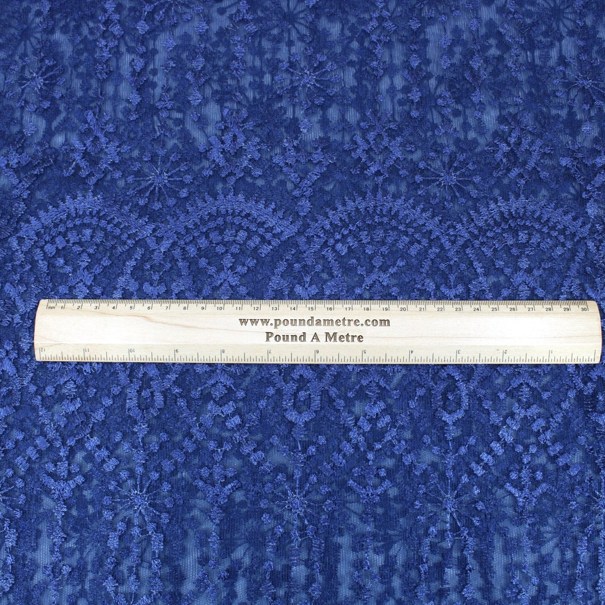 3 Metres Luxury Detailed Embroidered Bridal Lace Fabric - 55" Wide Navy - Pound A Metre