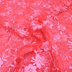 3 Metres Luxury Detailed Embroidered Bridal Lace Fabric - 55" Wide Strawberry Red - Pound A Metre