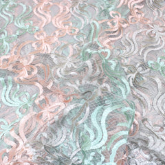 3 Metres Luxury Detailed Embroidered Lace Fabric - 55" Wide Pink & Mint - Pound A Metre
