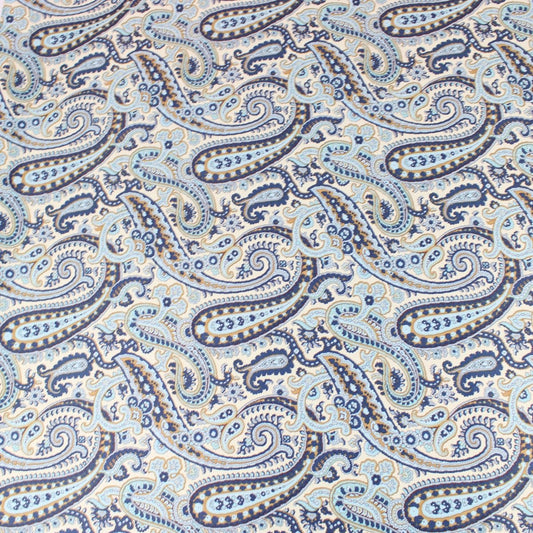 3 Metres Luxury Furnishing Heavy Floral Satin 55" Wide Blue Paisley - Pound A Metre