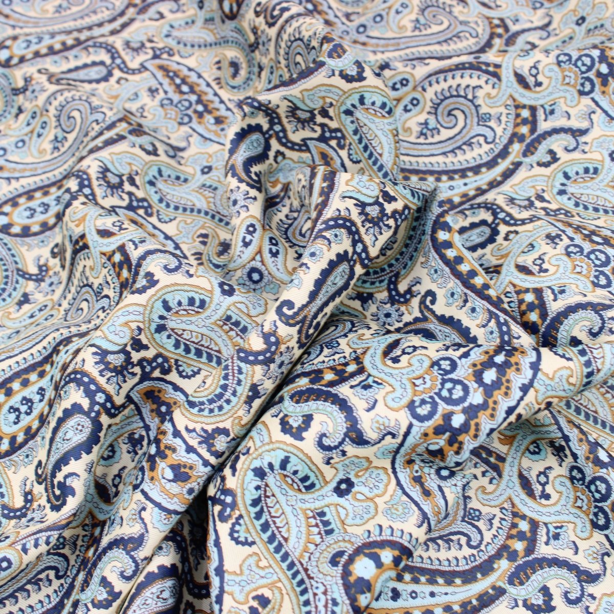 3 Metres Luxury Furnishing Heavy Floral Satin 55" Wide Blue Paisley - Pound A Metre