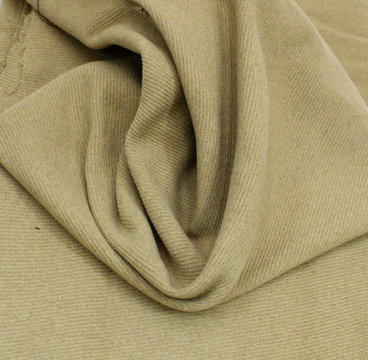 3 Metres Luxury Ribbed Brushed Poly- Wool 55" Wide Beige - Pound A Metre