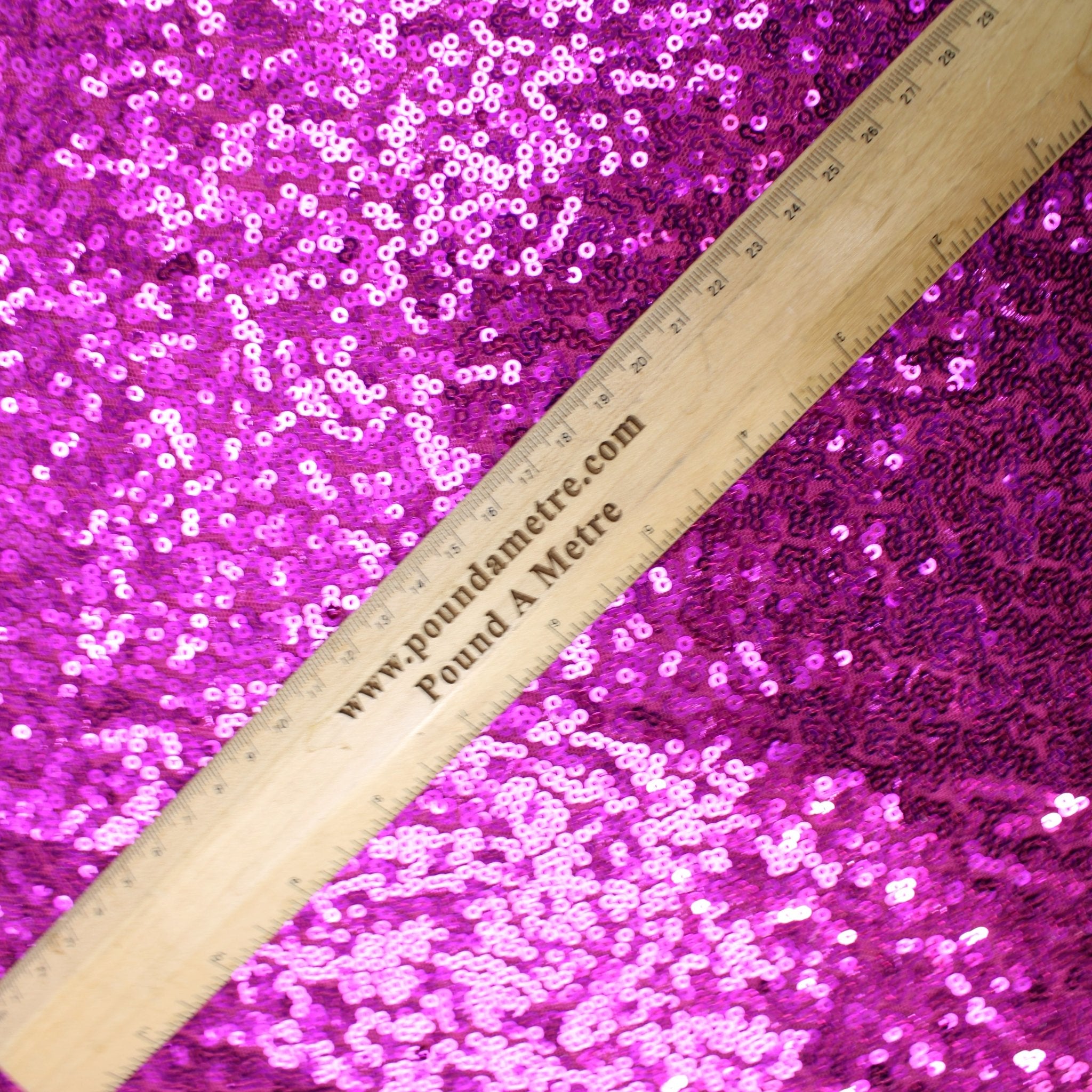 3 Metres Luxury Shimmer Glitz, Full Sequin Fabric- 55" Fuchsia Pink - Pound A Metre