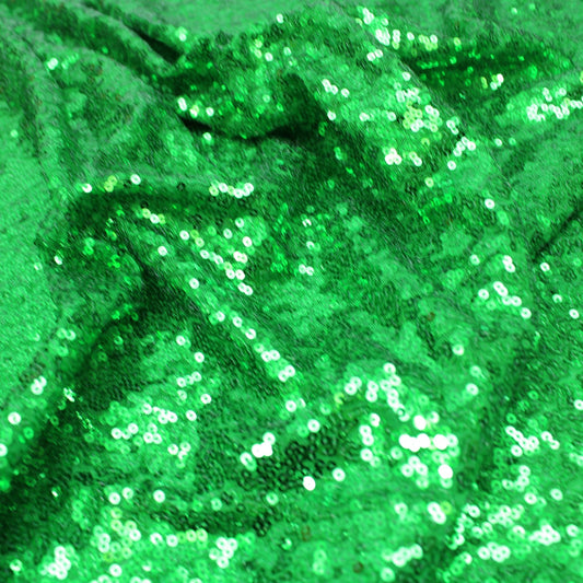 3 Metres Luxury Shimmer Glitz, Full Sequin Fabric- 55" Green - Pound A Metre
