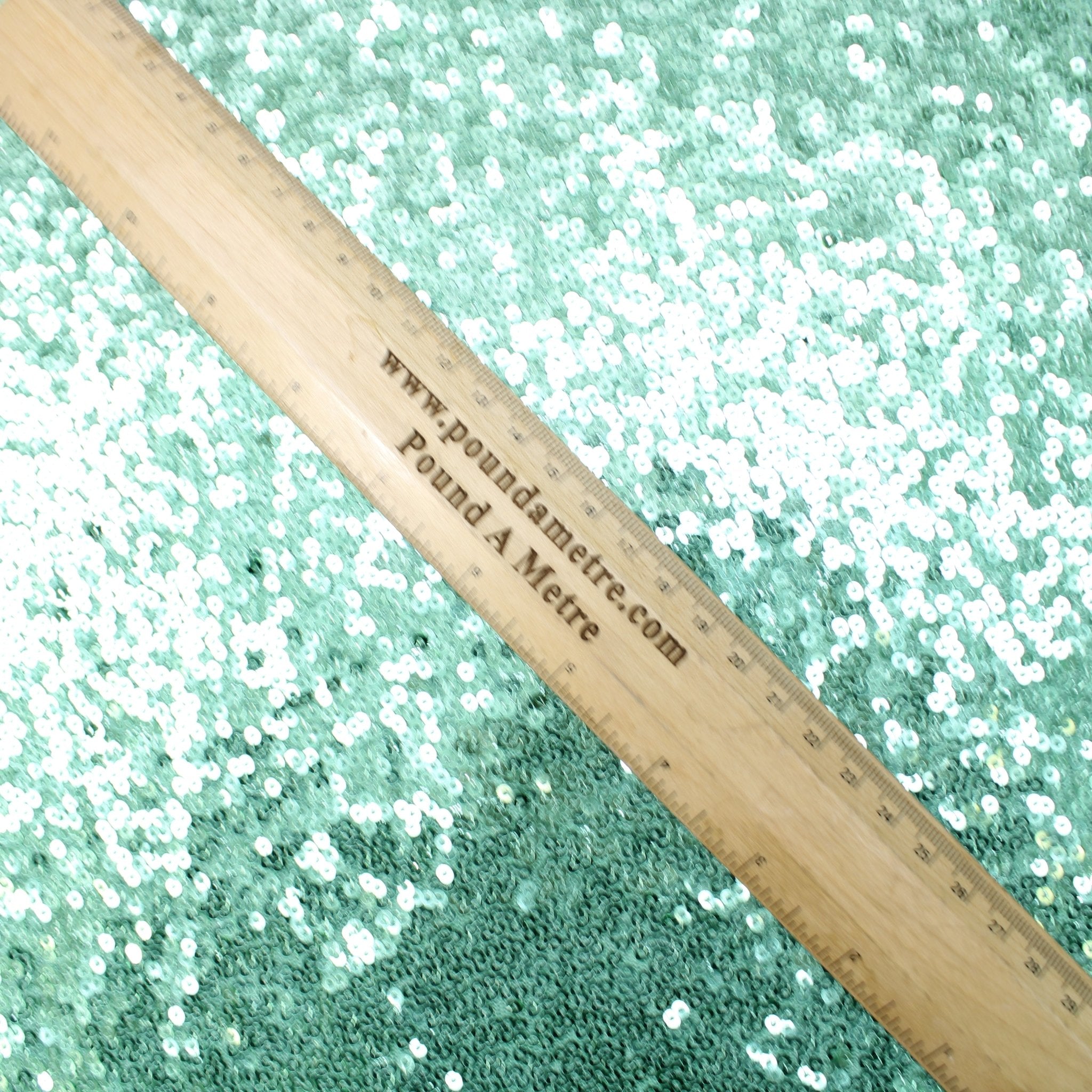 3 Metres Luxury Shimmer Glitz, Full Sequin Fabric- 55" Mint Green - Pound A Metre