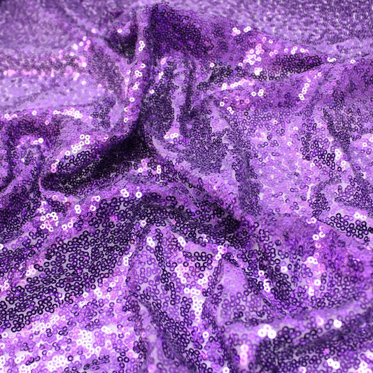 3 Metres Luxury Shimmer Glitz, Full Sequin Fabric- 55" Purple - Pound A Metre