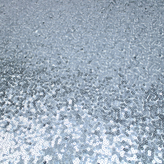 3 Metres Luxury Shimmer Glitz, Full Sequin Fabric- 55" Silver - Pound A Metre