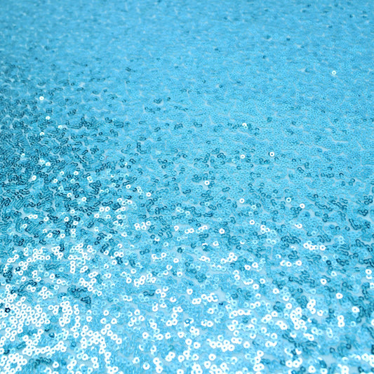 3 Metres Luxury Shimmer Glitz, Full Sequin Fabric- 55" Sky Blue - Pound A Metre