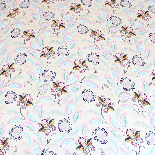 3 Metres Luxury Soft Floral Satin 45” Wide Cream - Pound A Metre