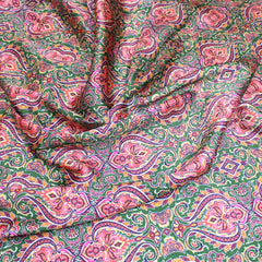3 Metres Luxury Soft Floral Satin 45” Wide Green/Pink - Pound A Metre