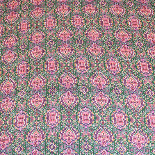 3 Metres Luxury Soft Floral Satin 45” Wide Green/Pink - Pound A Metre