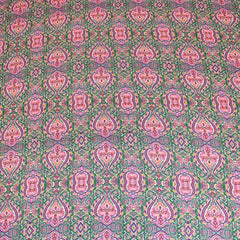 3 Metres Luxury Soft Floral Satin 45” Wide Green/Pink - Pound A Metre