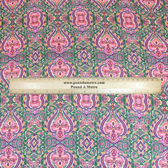 3 Metres Luxury Soft Floral Satin 45” Wide Green/Pink - Pound A Metre