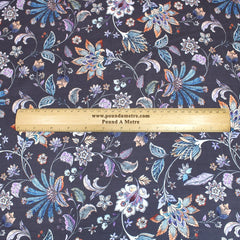 3 Metres Luxury Soft Floral Satin 45” Wide Midnight Purple - Pound A Metre