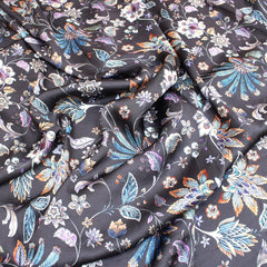3 Metres Luxury Soft Floral Satin 45” Wide Midnight Purple - Pound A Metre