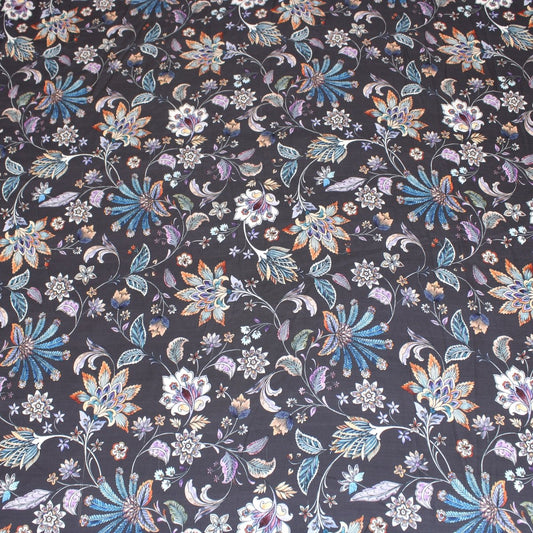3 Metres Luxury Soft Floral Satin 45” Wide Midnight Purple - Pound A Metre