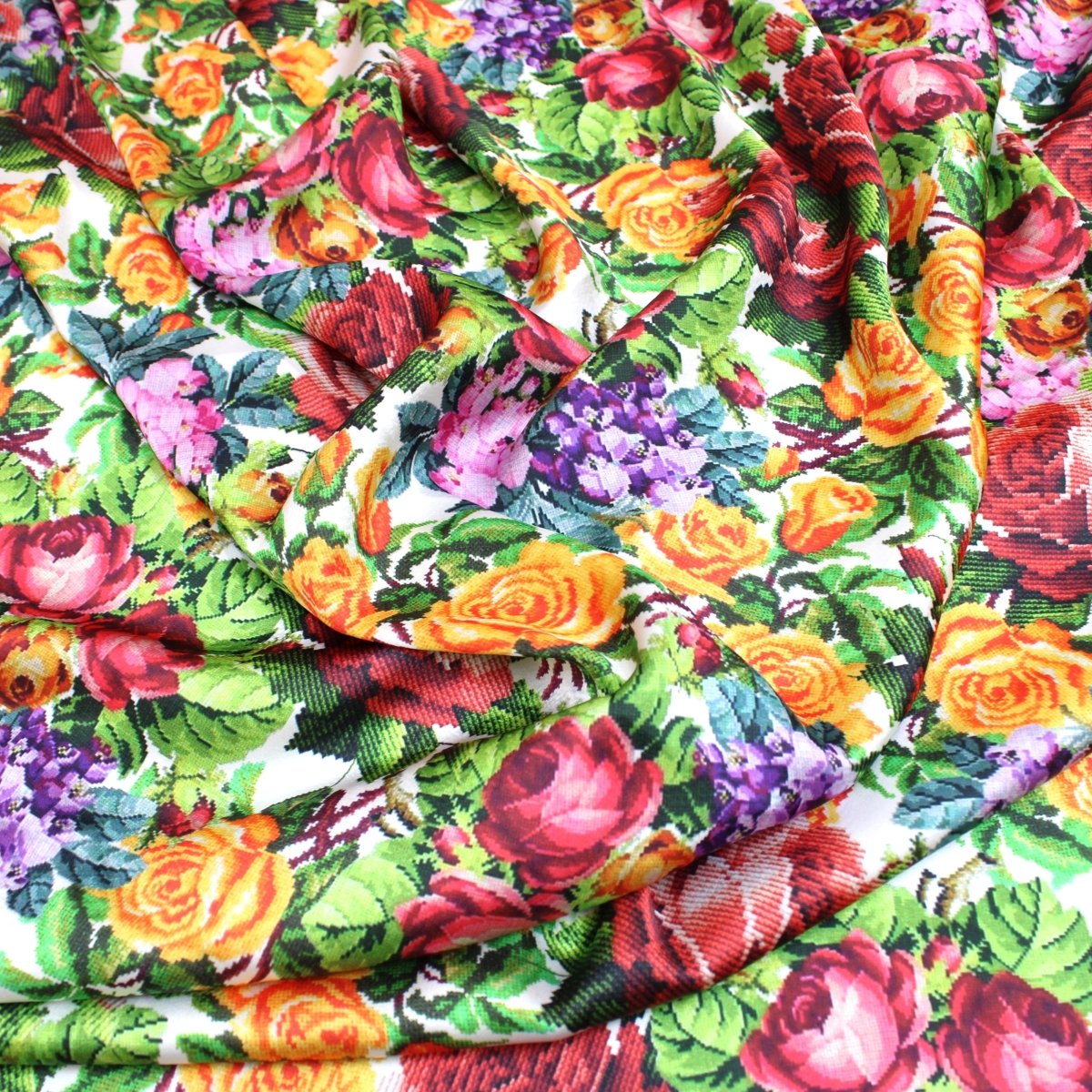 3 Metres Luxury Soft Floral Satin 45” Wide Rose Bush - Pound A Metre