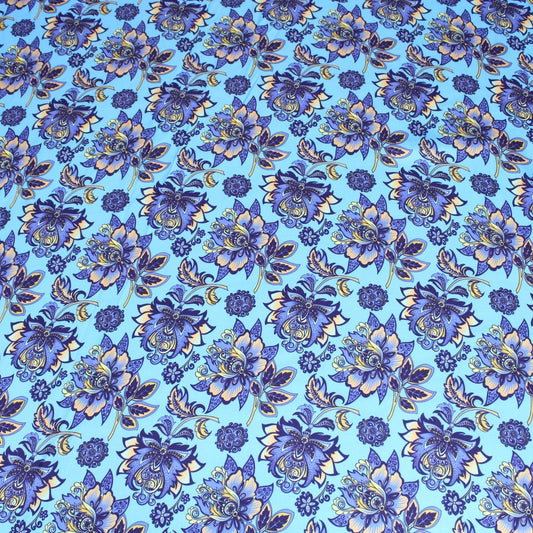 3 Metres Luxury Soft Floral Satin 45” Wide Sky Blue - Pound A Metre
