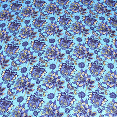 3 Metres Luxury Soft Floral Satin 45” Wide Sky Blue - Pound A Metre