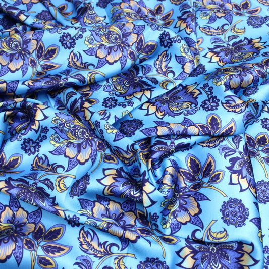 3 Metres Luxury Soft Floral Satin 45” Wide Sky Blue - Pound A Metre
