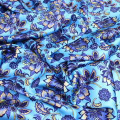 3 Metres Luxury Soft Floral Satin 45” Wide Sky Blue - Pound A Metre
