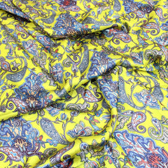 3 Metres Luxury Soft Floral Satin 45” Wide Yellow - Pound A Metre