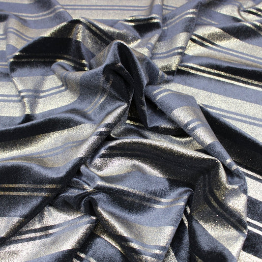 3 Metres Moonlight Velvet Striped Jersey - 55" Black & Gold - Pound A Metre