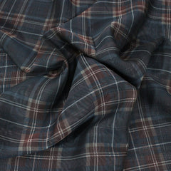 3 Metres Organza Effect Chequered Chiffon 55" Wide Navy - Pound A Metre