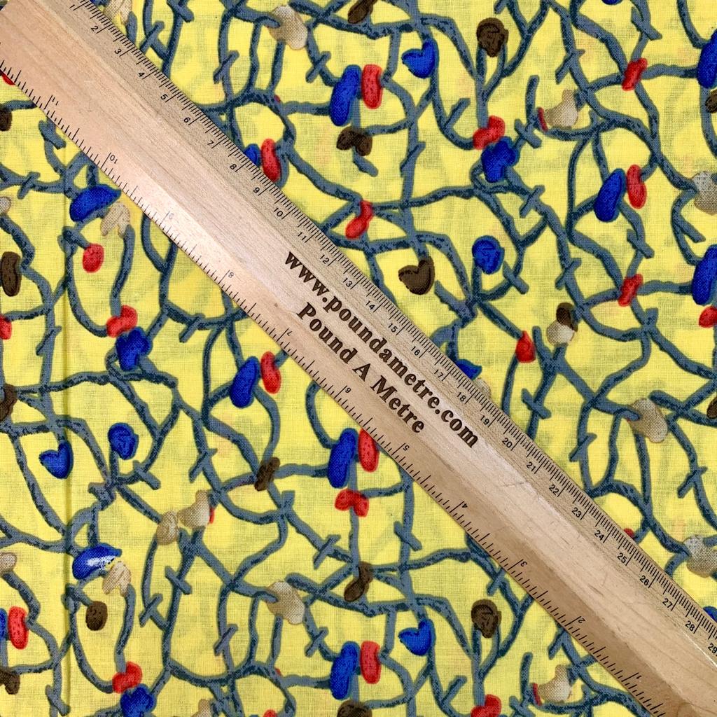 3 Metres Premium 100% Cotton 'Anamika Print - Flower Roots - Banana Yellow' - Pound A Metre