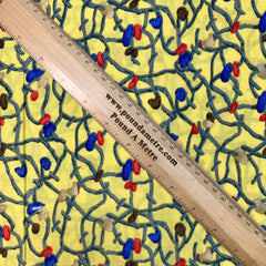 3 Metres Premium 100% Cotton 'Anamika Print - Flower Roots - Banana Yellow' - Pound A Metre