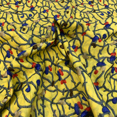 3 Metres Premium 100% Cotton 'Anamika Print - Flower Roots - Banana Yellow' - Pound A Metre